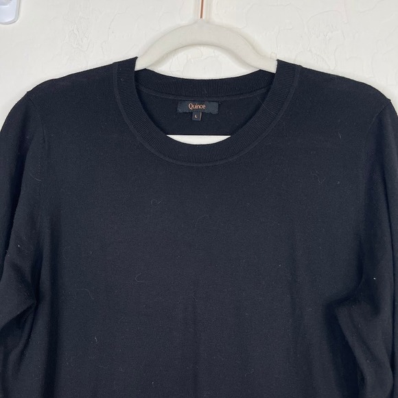Quince Lightweight Cotton Cashmere Blend Crew Neck Sweater Top Black Size Large - Picture 2 of 11